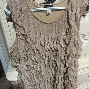 Cocomo Tan Ruffled Blouse with Short Sleeves
